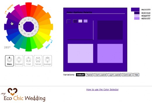 Color selector available from myecochicwedding.com