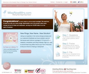 Online name change service MissNowMrs.com
