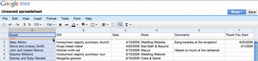 Editing a spreadsheet online using Google Docs