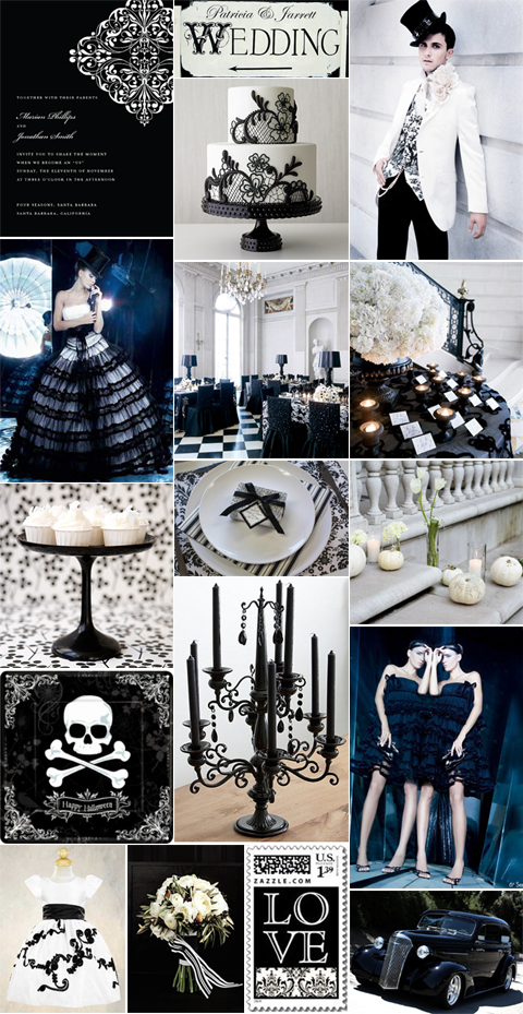 Halloween Wedding in Black and White