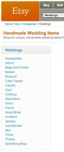 Etsy.com has several categories of wedding items to shop for
