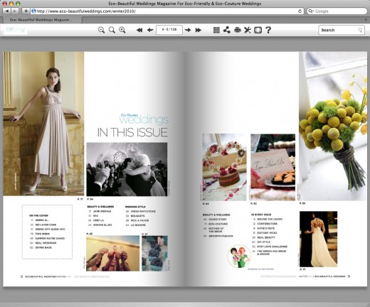 Viewing the premiere issue of Eco-Beautiful Weddings Magazine online