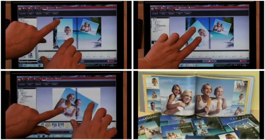 Using the touch features of Smilebooks for Windows 7 to create a photo book