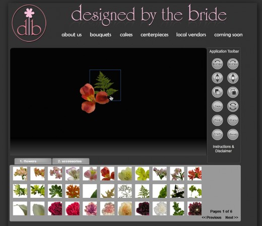 Design your own bouquet with the online tools offered by Designed By The Bride