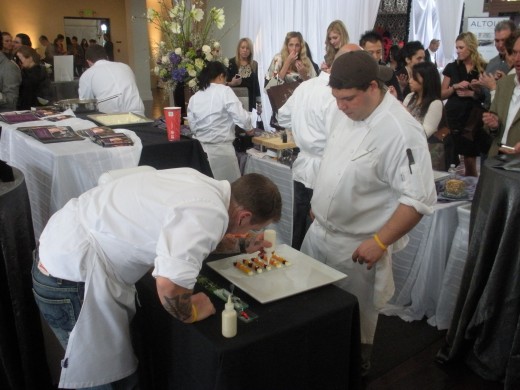 Wolfgang Puck chefs preparing some tasty samples
