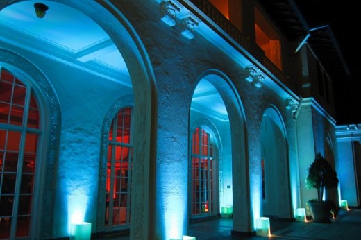 Montalvo Arts Center at night for the Wish Upon a Wedding's launch party