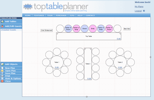 Online Wedding Seating Chart Template
