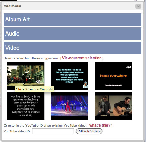 Music videos are auto-suggested so that you and your guests can include them with a single click.